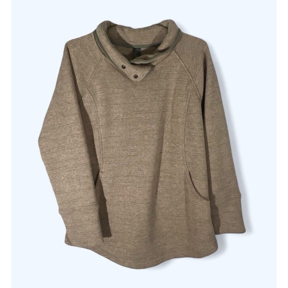 Prana‎ Womens Tunic Sweatshirt XL Dovetail Tri Thermal Threads Snap Funnel Neck
